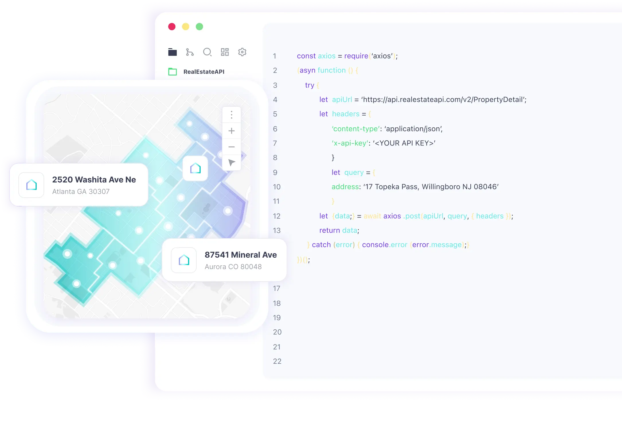 RealEstateAPI property data animation